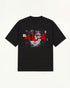 404 Frame tee in black with corrupted manga artwork and red 404 error overlay — front