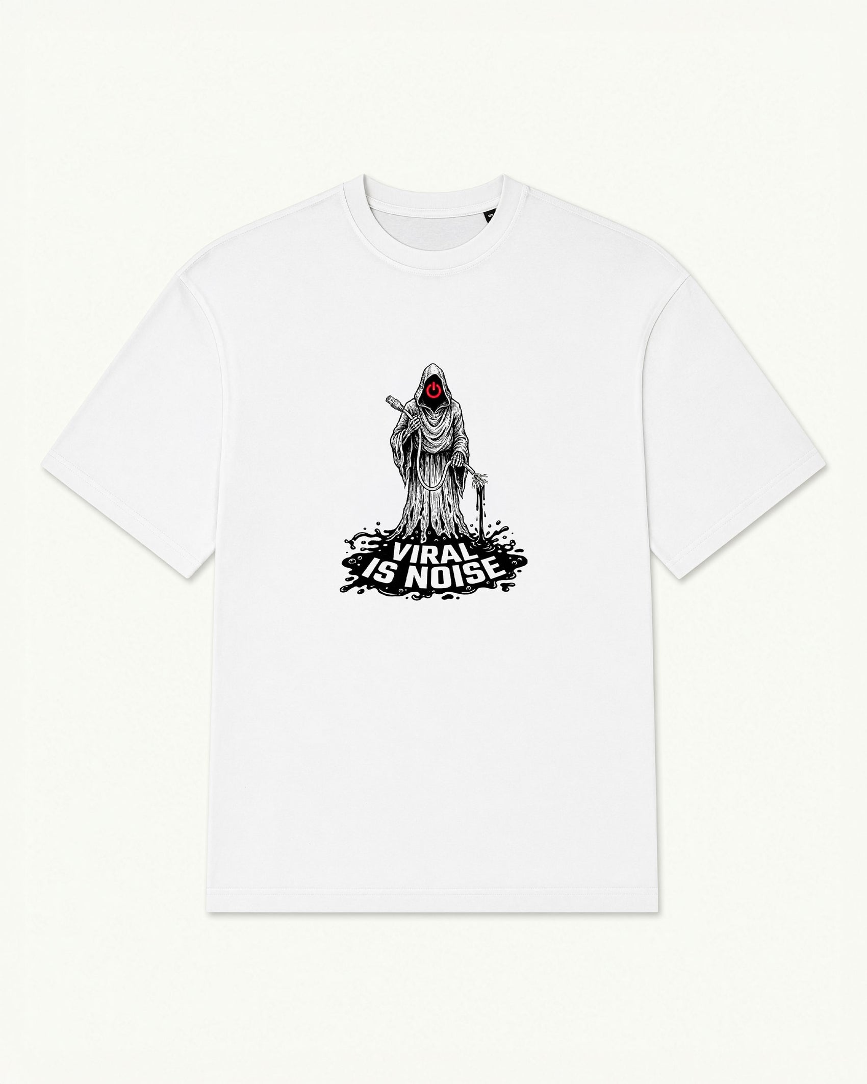 Kill Switch tee in white with hooded reaper death-metal graphic — front