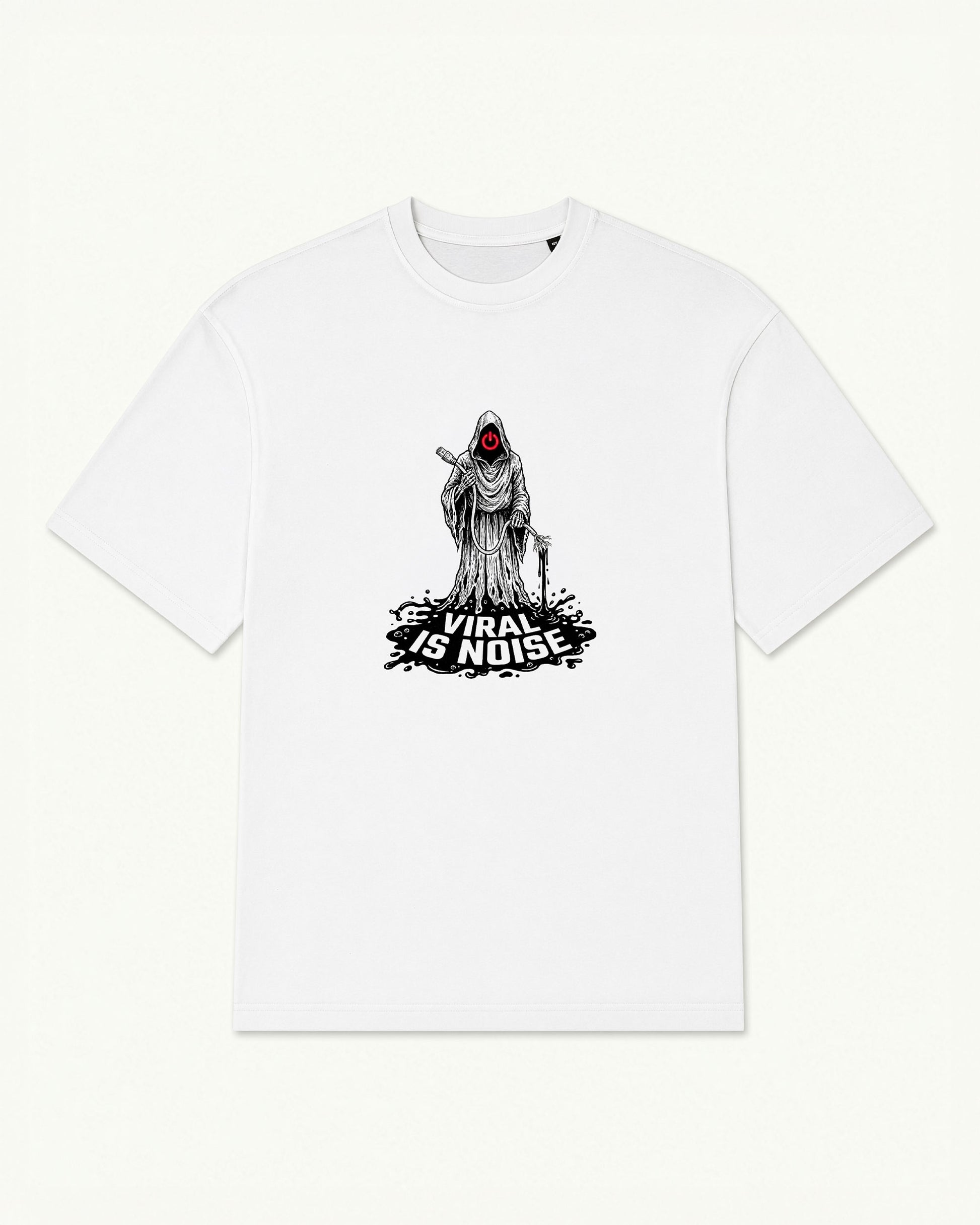 Kill Switch tee in white with hooded reaper death-metal graphic — front