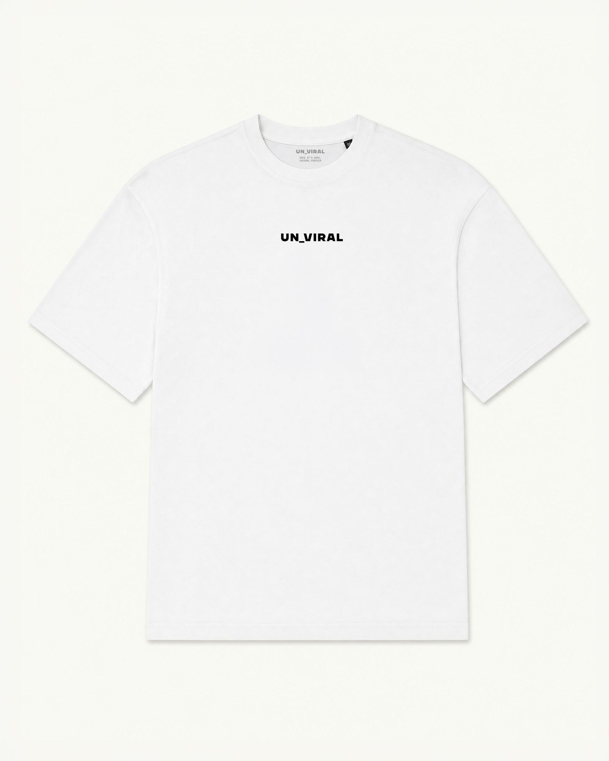UN_VIRAL essential oversized tee with small chest logo — front