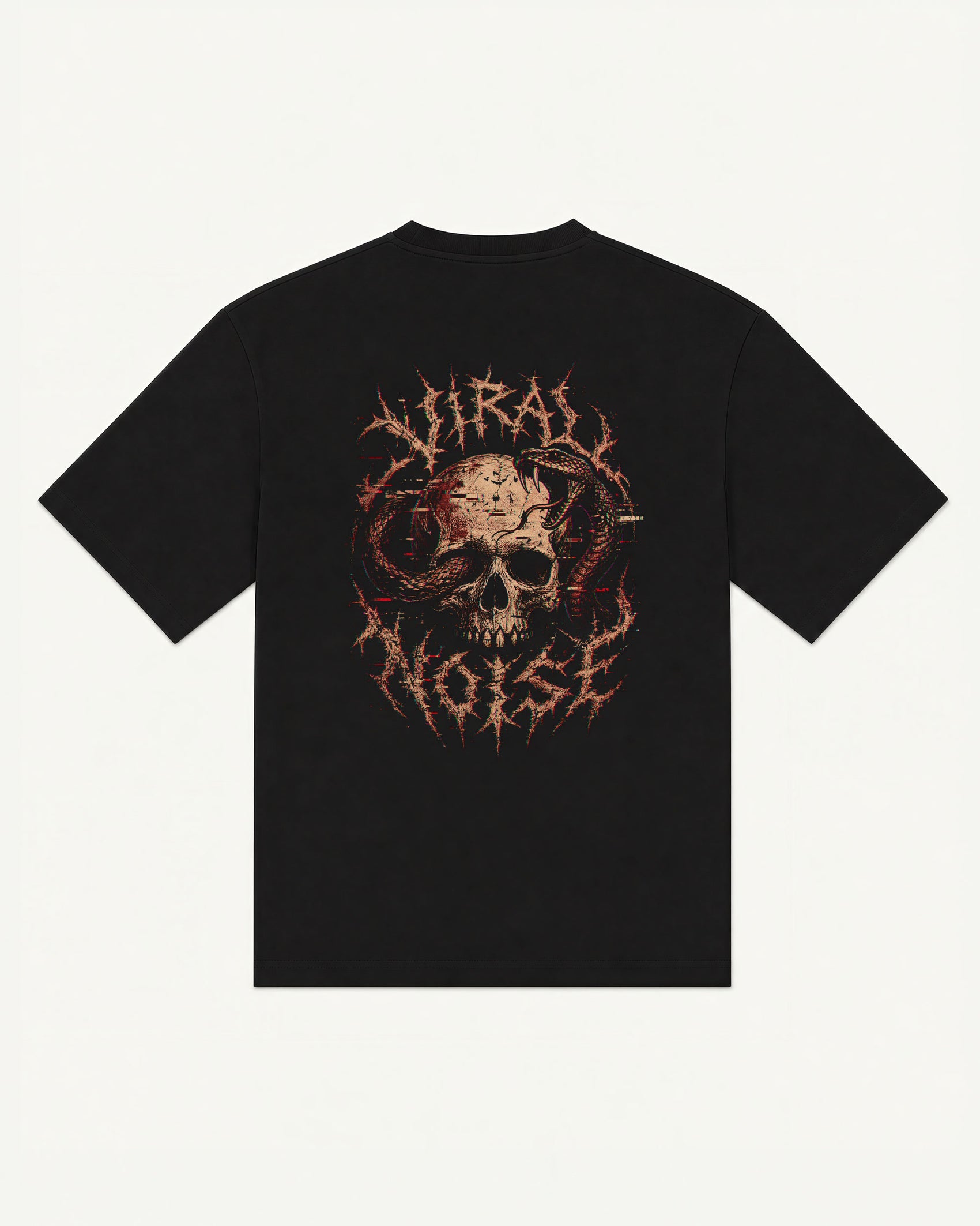 Venom Signal tee in black with skull-and-serpent death-metal graphic — front
