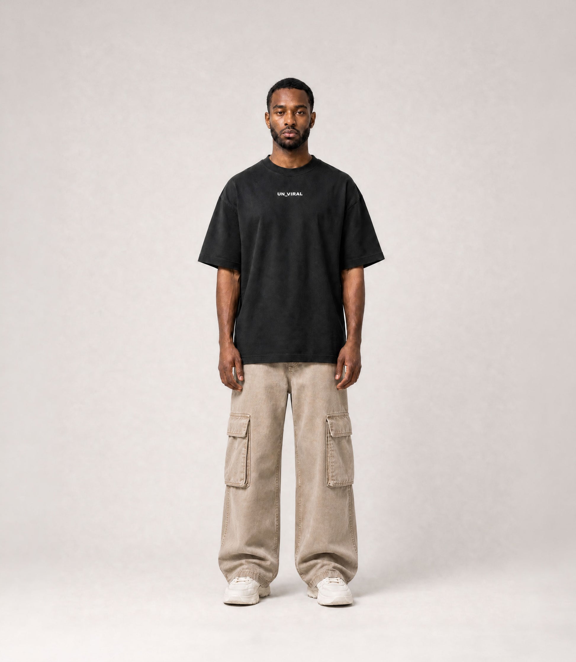 Too Quiet to Scale black tee worn, oversized fit