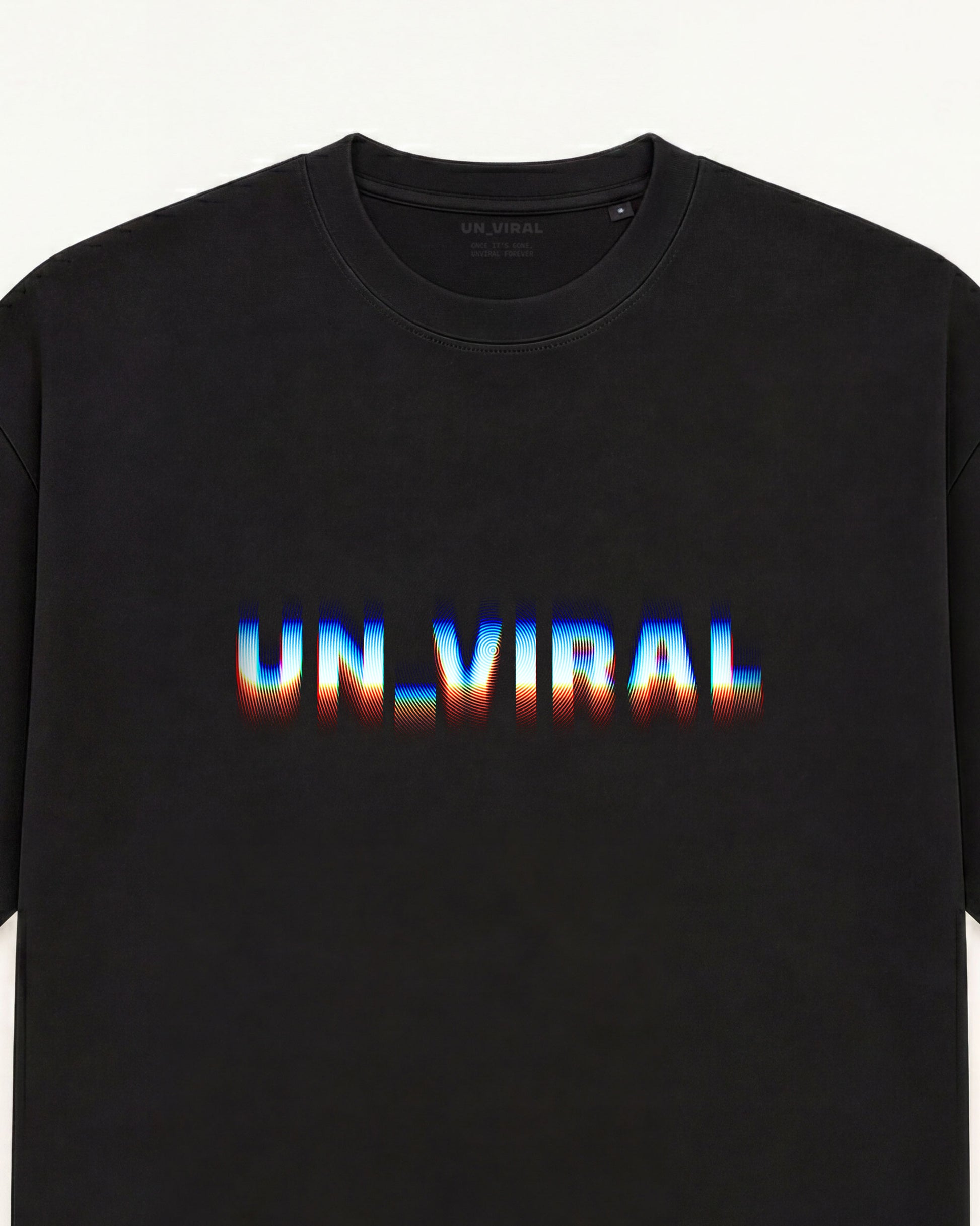 Scan UN_VIRAL black tee, glitch logotype — back