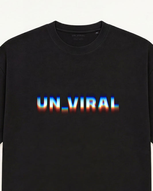 Scan UN_VIRAL black tee, glitch logotype — back