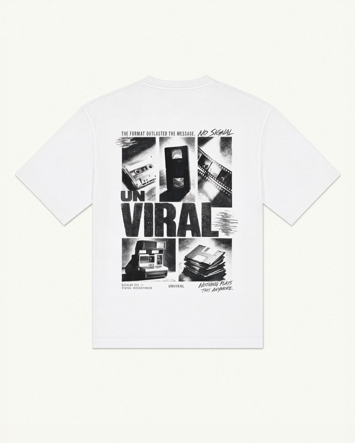 Analog black oversized tee, collage graphic detail
