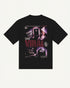 Analog black oversized tee with cassette, VHS and film collage graphic, back
