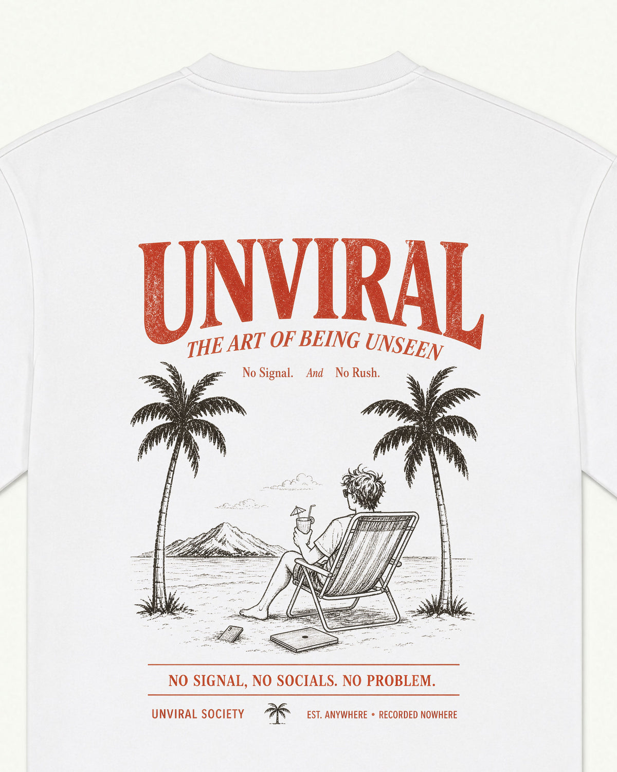 The Art of Being Unseen white oversized tee, illustration detail