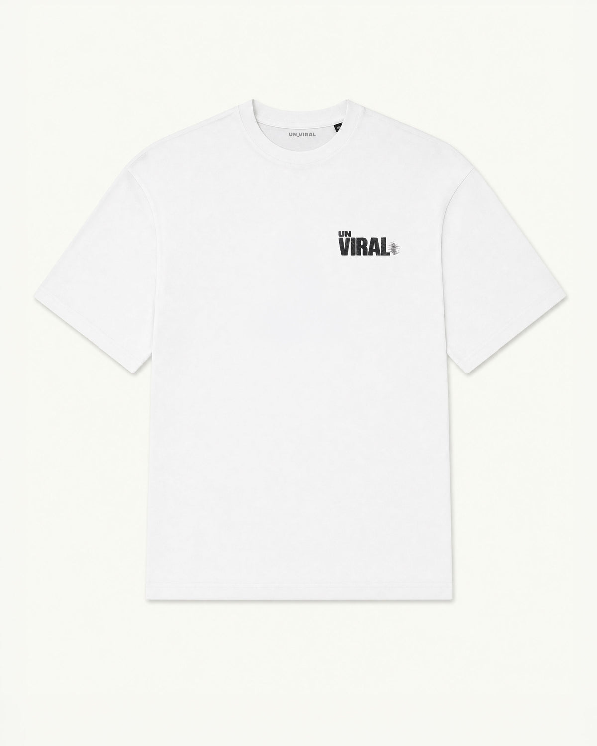 Analog white oversized tee worn on model
