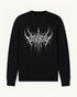 Rootbound UNVIRAL black sweatshirt with thorned black-metal logotype graphic, front