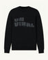 Signal Decay UNVIRAL black crewneck sweatshirt with decayed wordmark graphic, front