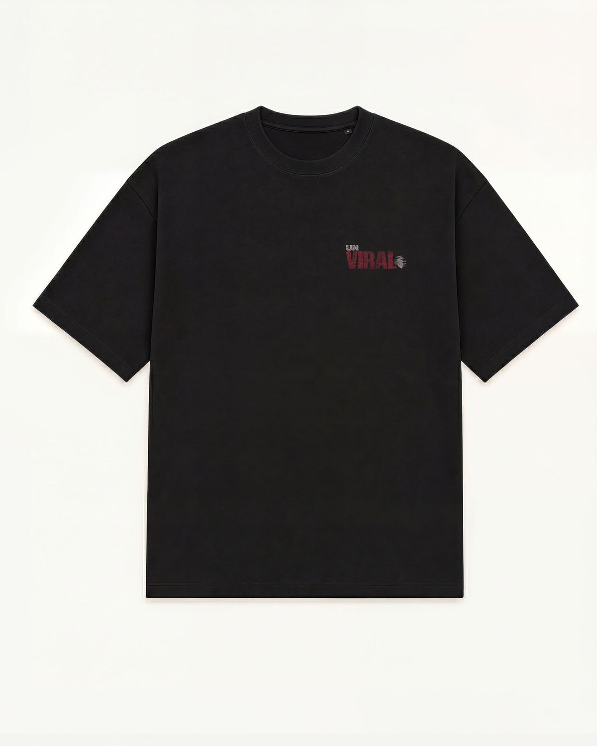 Analog white oversized tee with cassette, VHS and film collage graphic, back