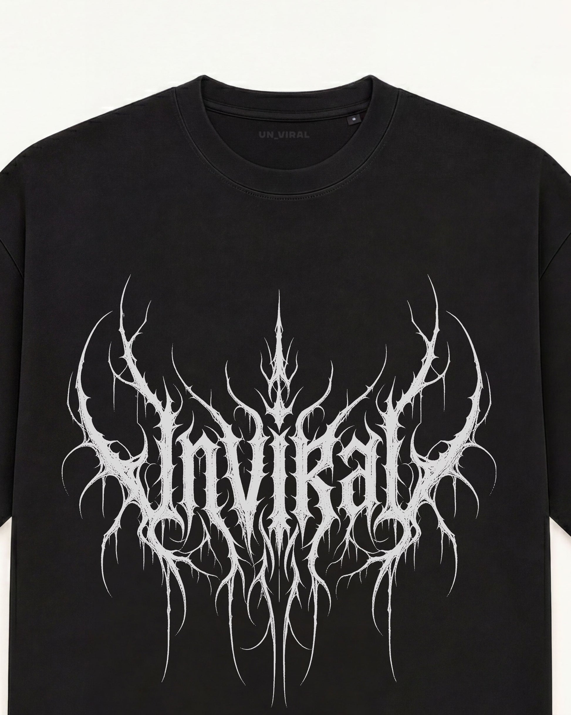 Close-up of Rootbound UNVIRAL thorned gothic logotype graphic detail