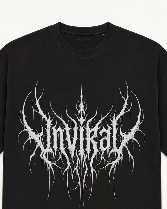 Close-up of Rootbound UNVIRAL thorned gothic logotype graphic detail