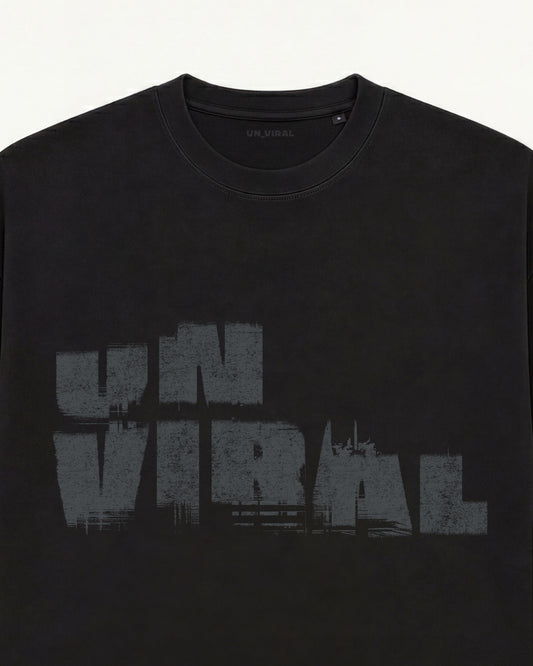 Signal Decay UNVIRAL black oversized tee, back