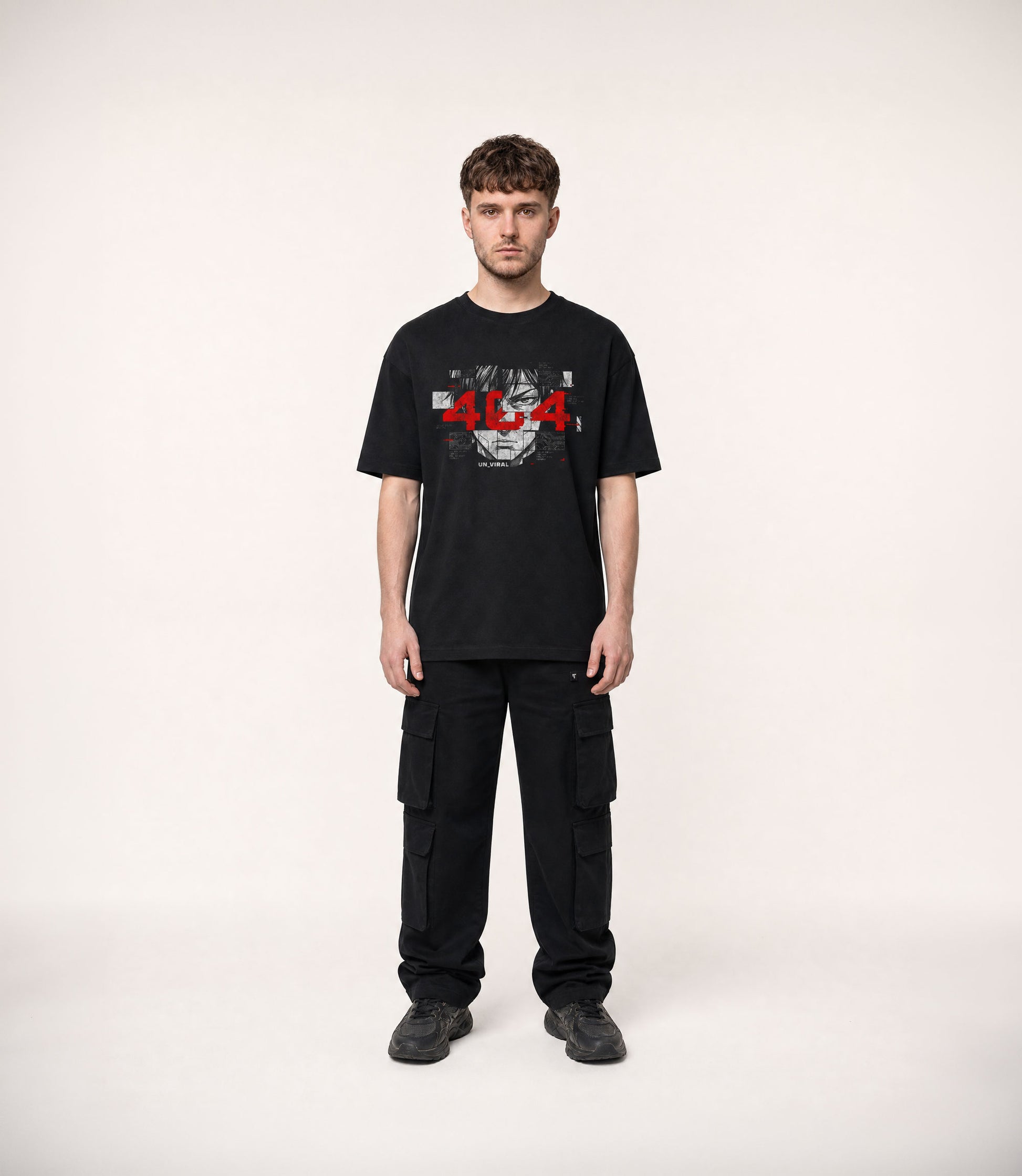 404 Frame black oversized tee — print detail