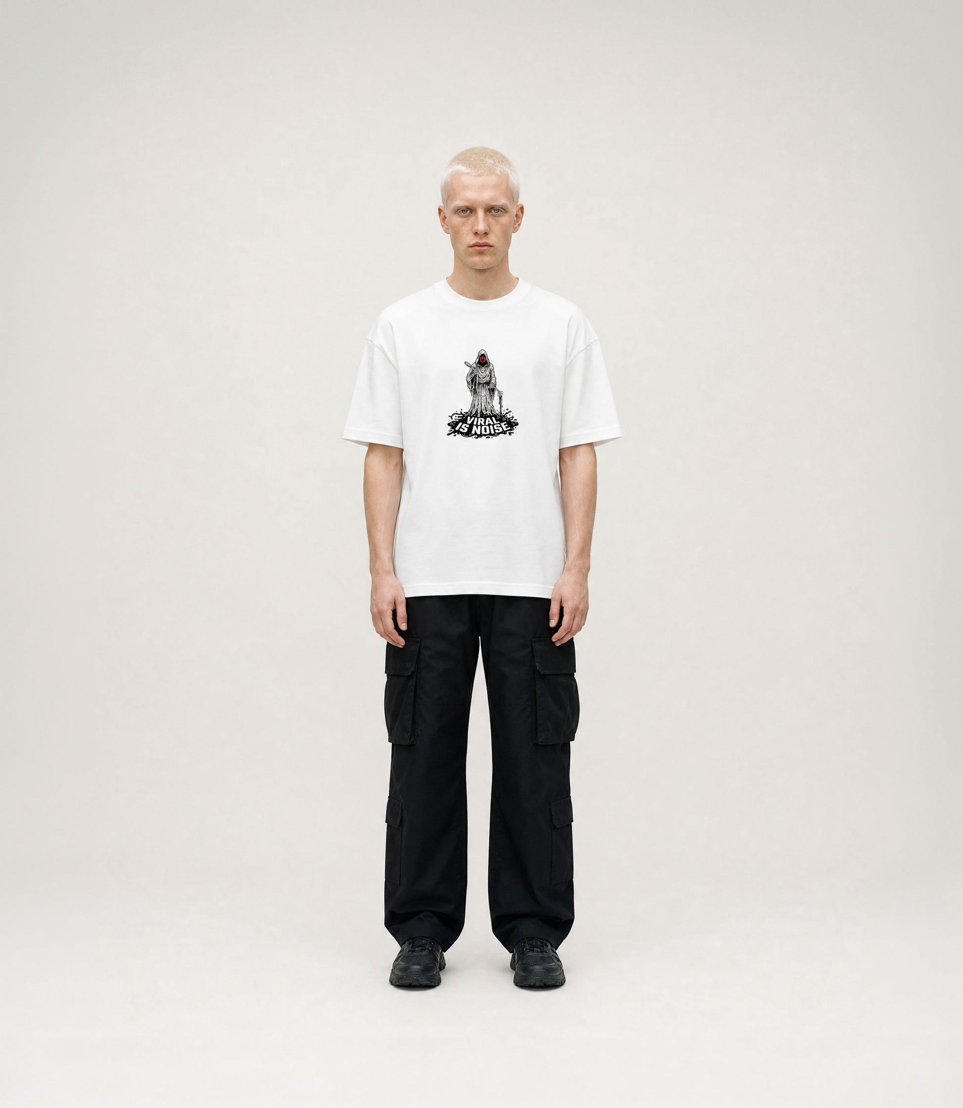 Kill Switch white tee worn, oversized fit